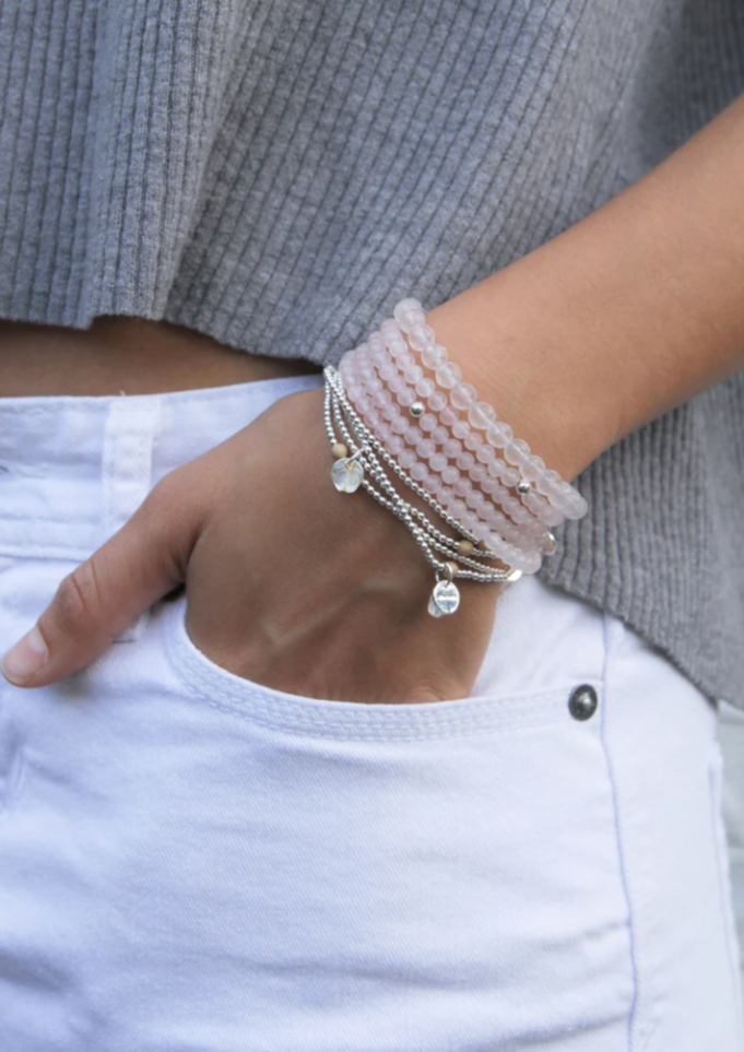 Amuleto Rose Quartz Wrap Bracelet - Small bead/Gold