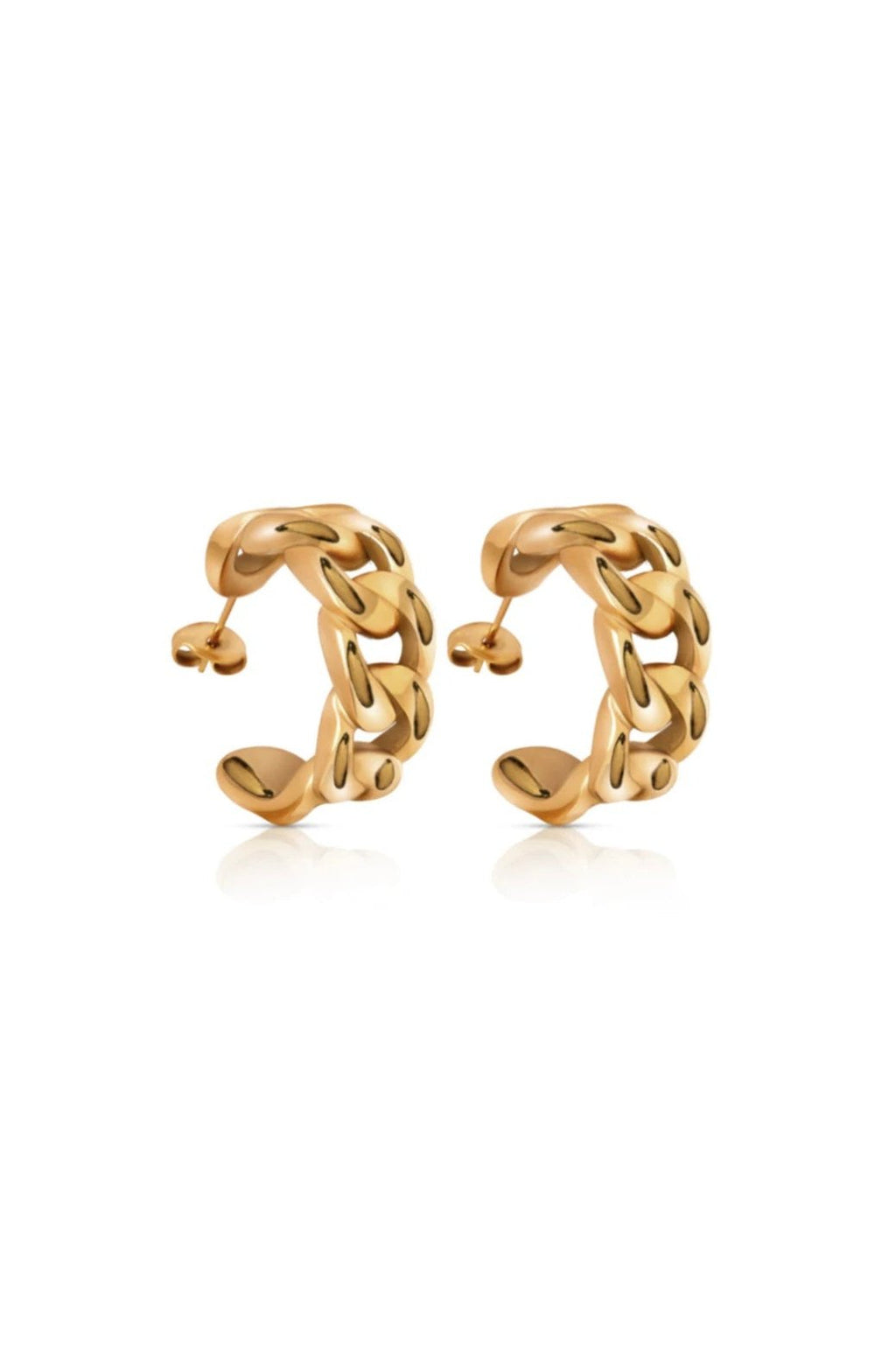 Groove Hoop Earrings - Gold, by Ever

Dare to stand out with our striking cuban chain style hoop earrings.

Designed to be both a fashion statement and a testament to your active lifestyle, these gorgeous hoops offer a captivating fusion of strength and elegance. The perfect pair of earrings for taking your day time look through to night.