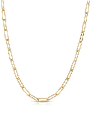 Laneway Chain Necklace - Gold&nbsp;, by Ever  Sweat Resistant. Waterproof. Anti-Tanish. No Fade. Hypo-allergenic.  A versatile piece for your active lifestyle, this gold paper clip style necklace features a series of flat links, creating a contemporary and edgy aesthetic.&nbsp;