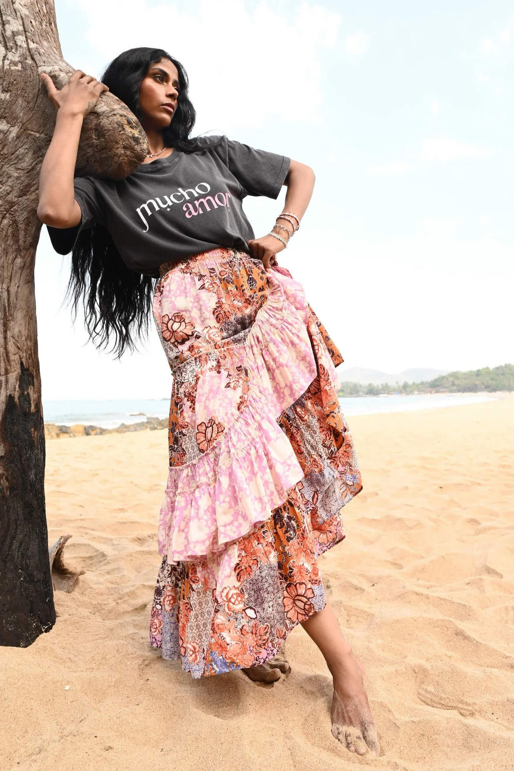 Sassy Skirt - Dream Weaver x Meadow Muse, by Talisman

The beloved Sassy Skirt is back in new season prints and ready to steal your heart! This flowing and feminine midi skirt will make all your boho-meets-senorita dreams come true. With layered ruffles and a full silhouette, there's no doubt she's destined for dancing!

Elasticated waistband

Classic fit

Ruffle details

High-low hem

Maxi length