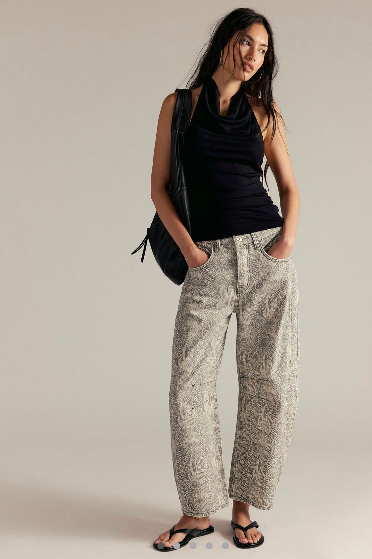 We The Free Good Luck Printed Barrel Jean - Snake Combo