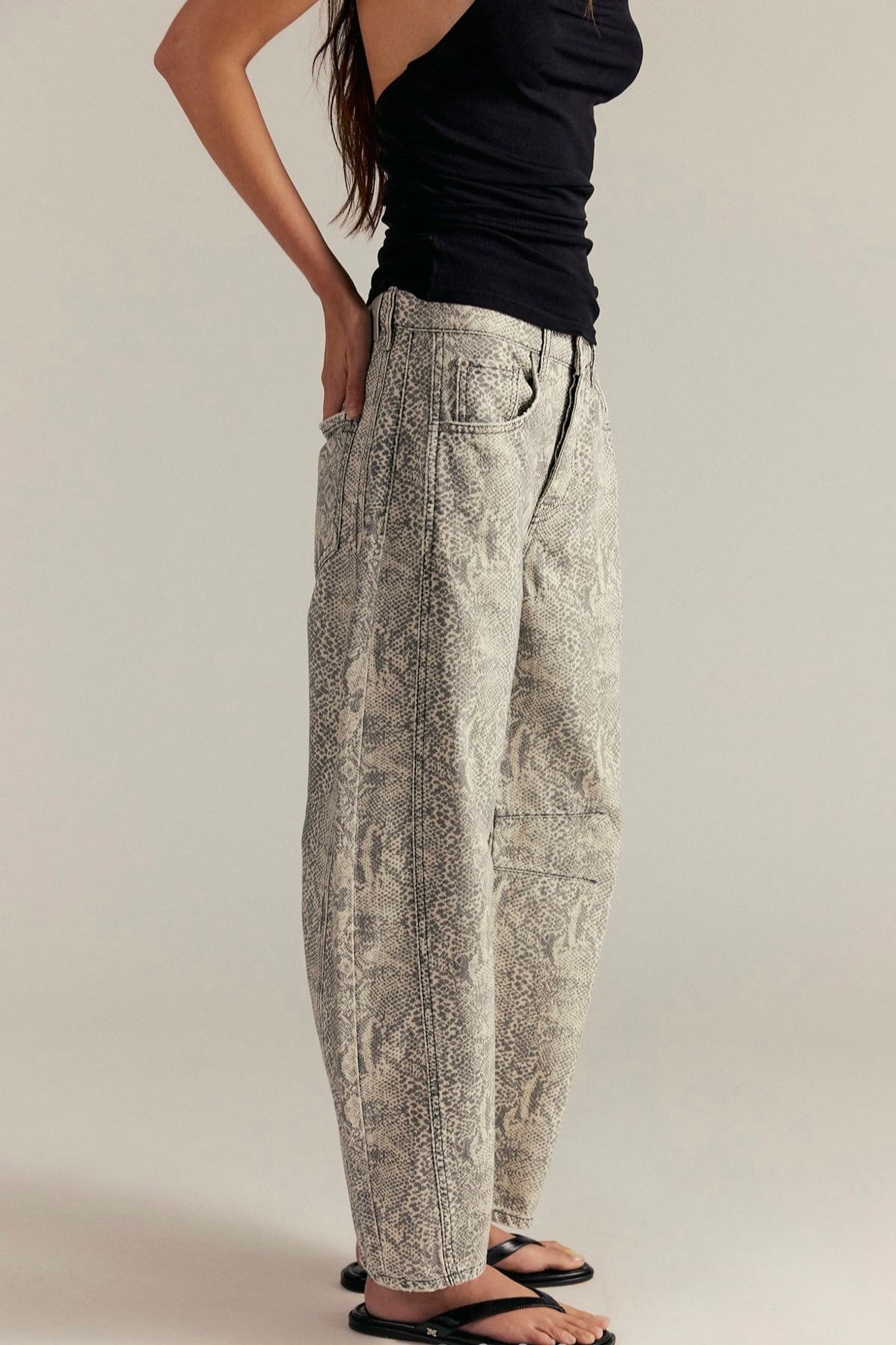 We The Free Good Luck Printed Barrel Jean - Snake Combo