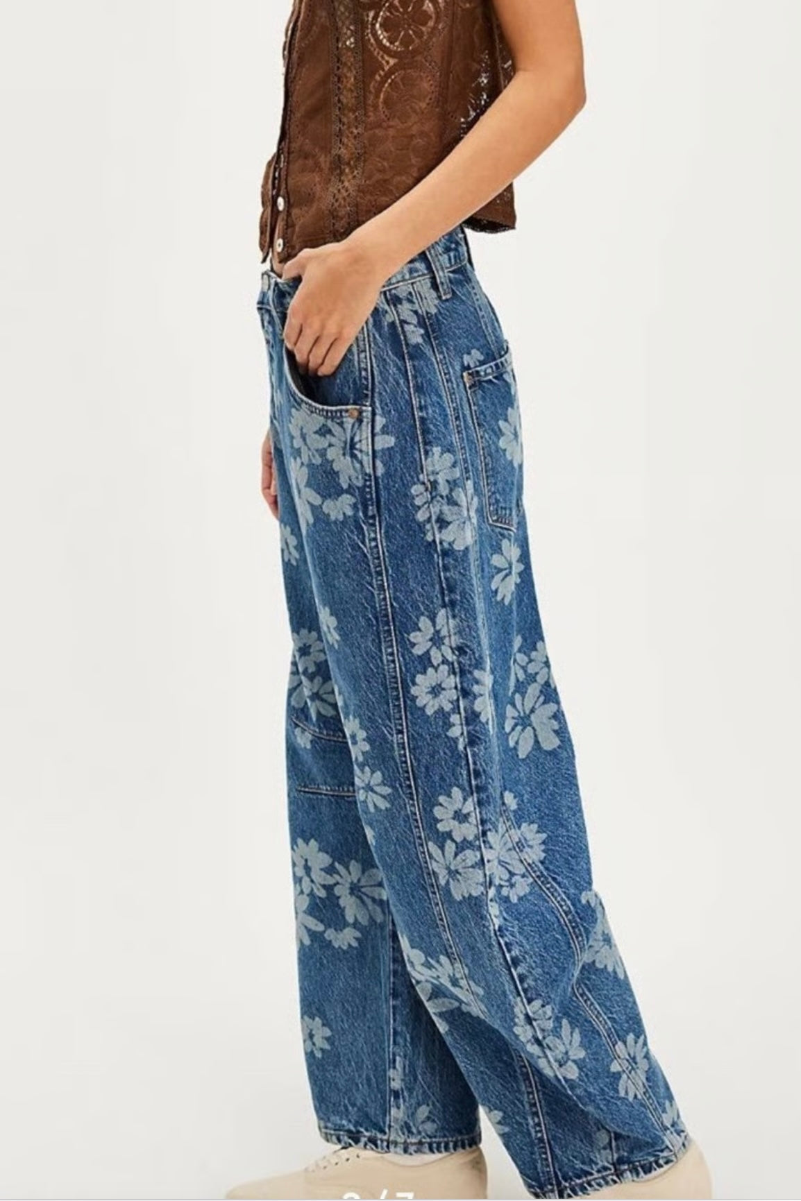 We The Free Good Luck Printed Barrel Jean - Laser Daisy