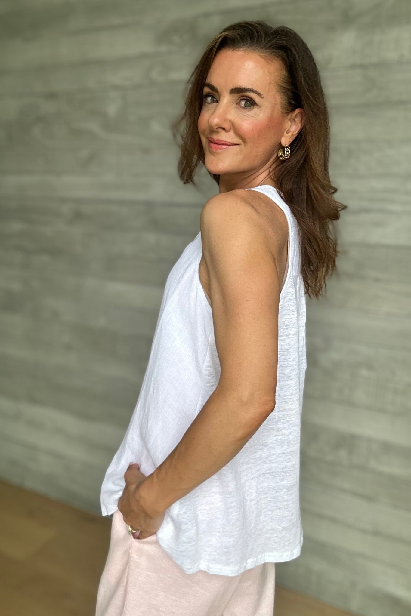 Livorno Linen Singlet - White