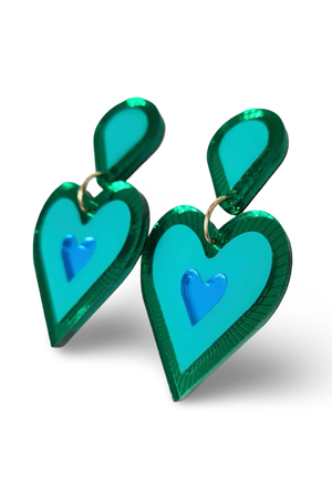 Freina Single Drop Earrings - Turq/Green