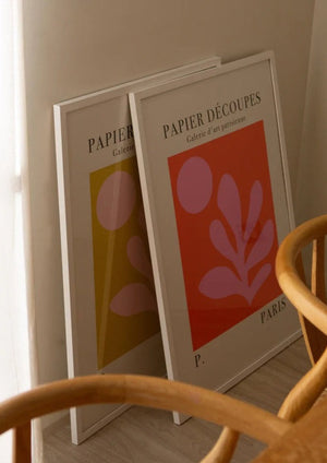 Framed Papier Decoupes Print - Mustard