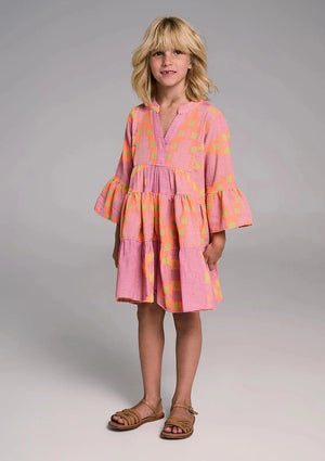 Devotion Kids Ella Mini Dress - Pink/Orange Like mother, like daughter. This bohemian-inspired smock-style dress is crafted in cotton with embroidered detailing. A stunning sundress for stylish daughters.