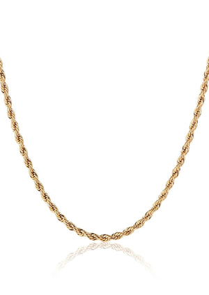 <h3>Perform Rope Chain Necklace - Gold, by Ever</h3> <p>Sweat Resistant. Waterproof. Anti-Tanish. No Fade. Hyperallergenic.</p> <p class="p1">A classic twist style textured and versatile chain that is a must-have for&nbsp;an&nbsp;activewear, everyday&nbsp;look.&nbsp;</p>