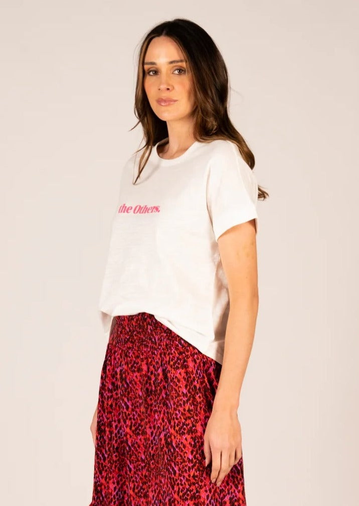 Jade Relaxed Tee - White/Candy Pink