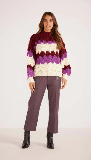 Margot Bobble Knit Jumper - Pink Stripe