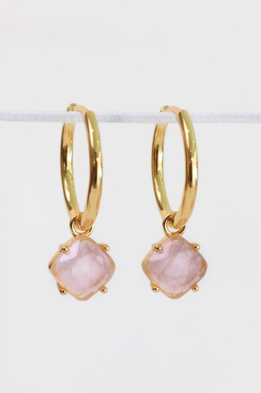 Aura Earrings in Gold  Aura Collection - Circle of Light  Our aura is the energy that flows around each and every one of us. With Rose Quartz to represent unconditional love and inner peace our Aura collection is here to evoke a deeper connection to your higher self.