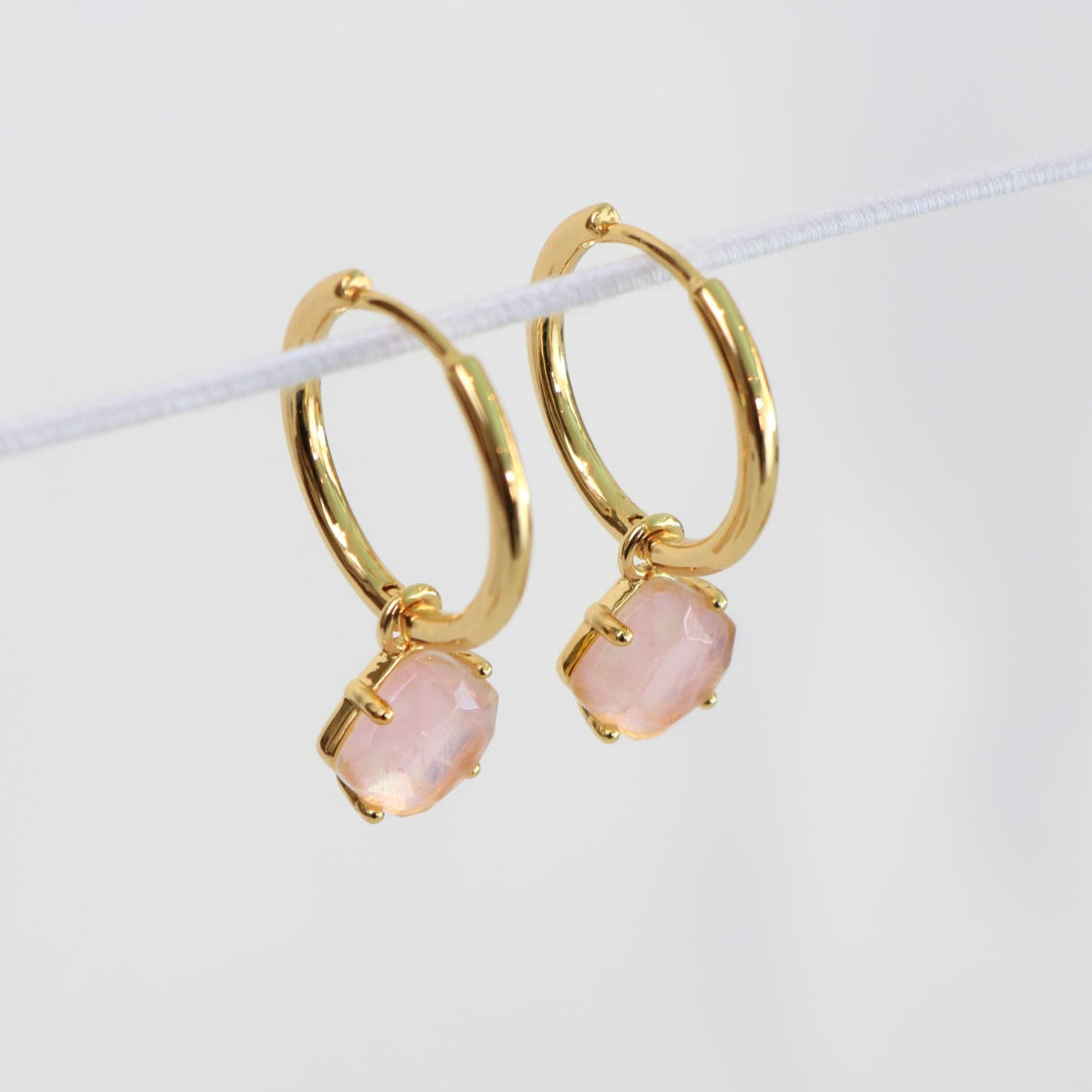 Aura Earrings - Gold with Rose Quartz