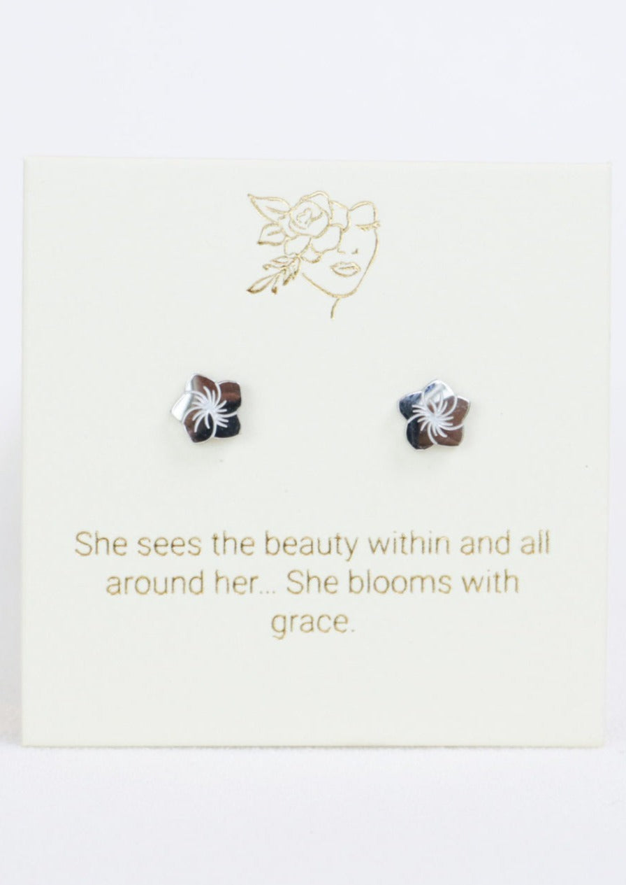 Plumera Stud Earrings - in Gold or Silver