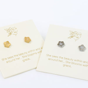 Plumera Stud Earrings - in Gold or Silver