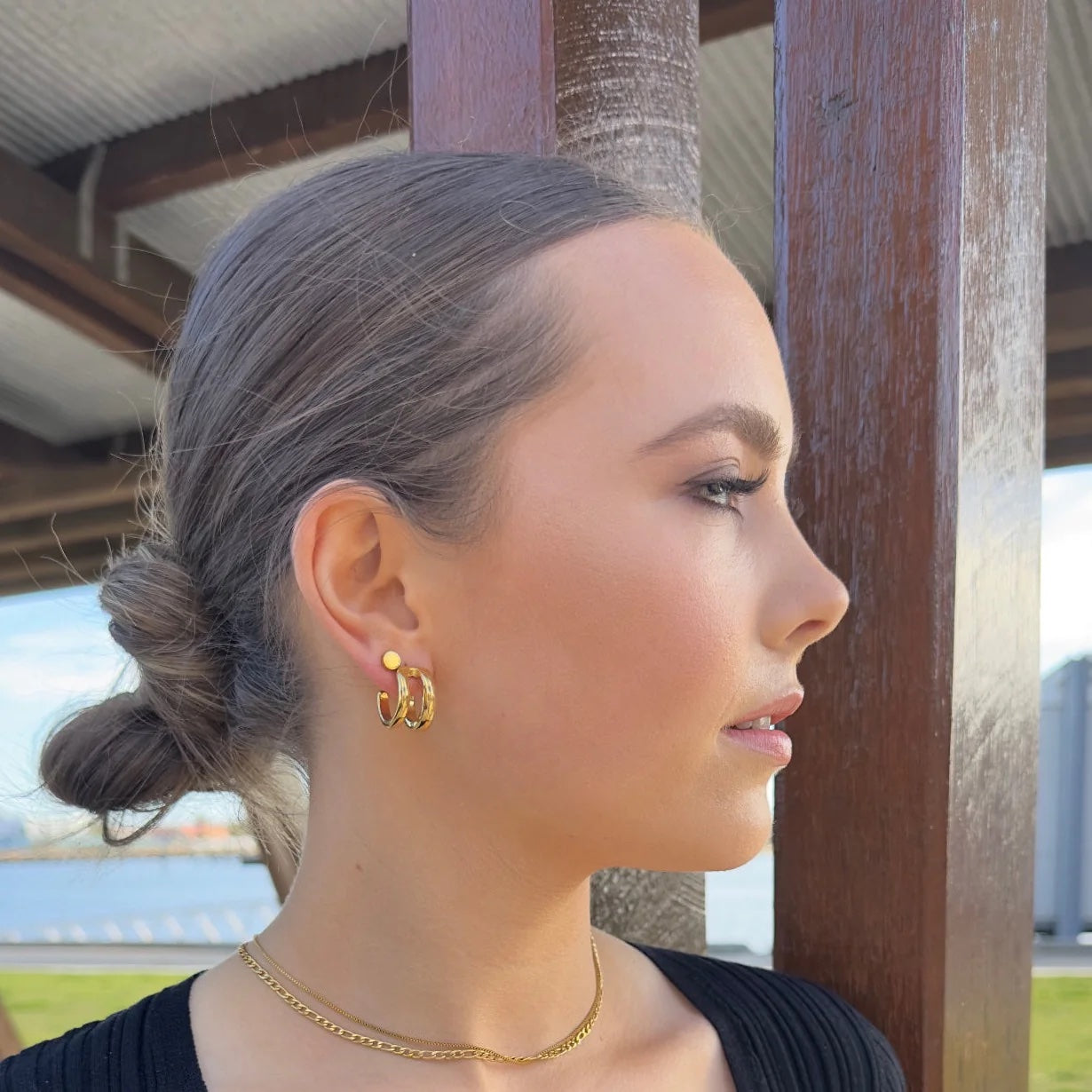 City Street Hoop Earrings - Gold