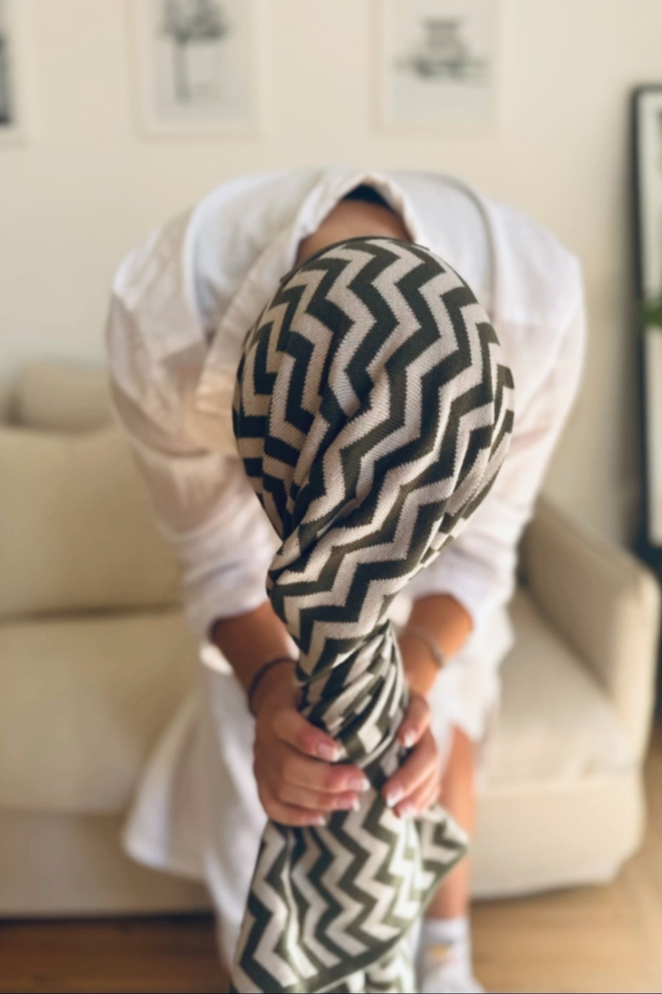 Hair & Travel Towel - Hummus Chevron