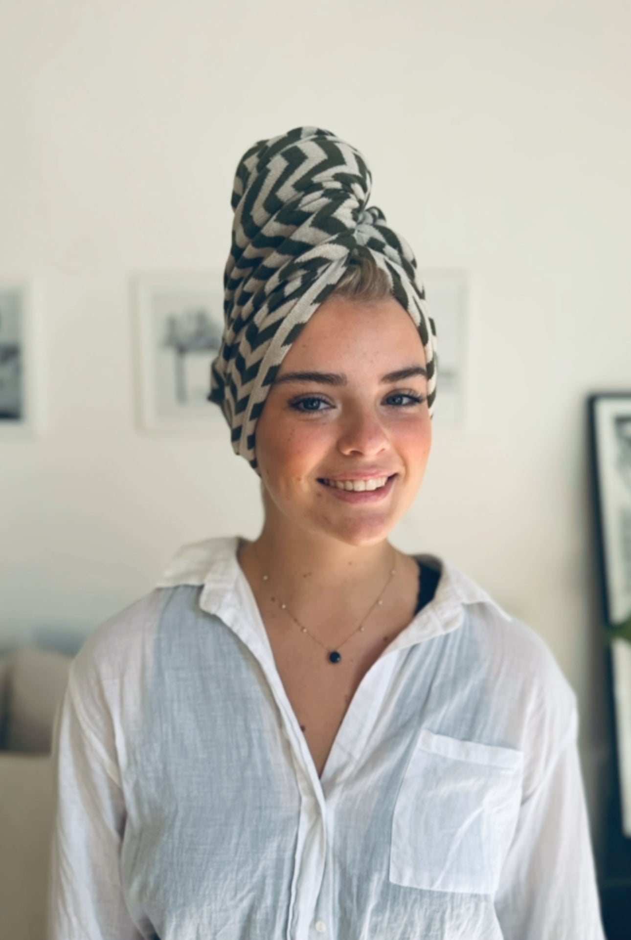 Hair & Travel Towel - Hummus Chevron