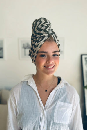 Hair & Travel Towel - Hummus Chevron