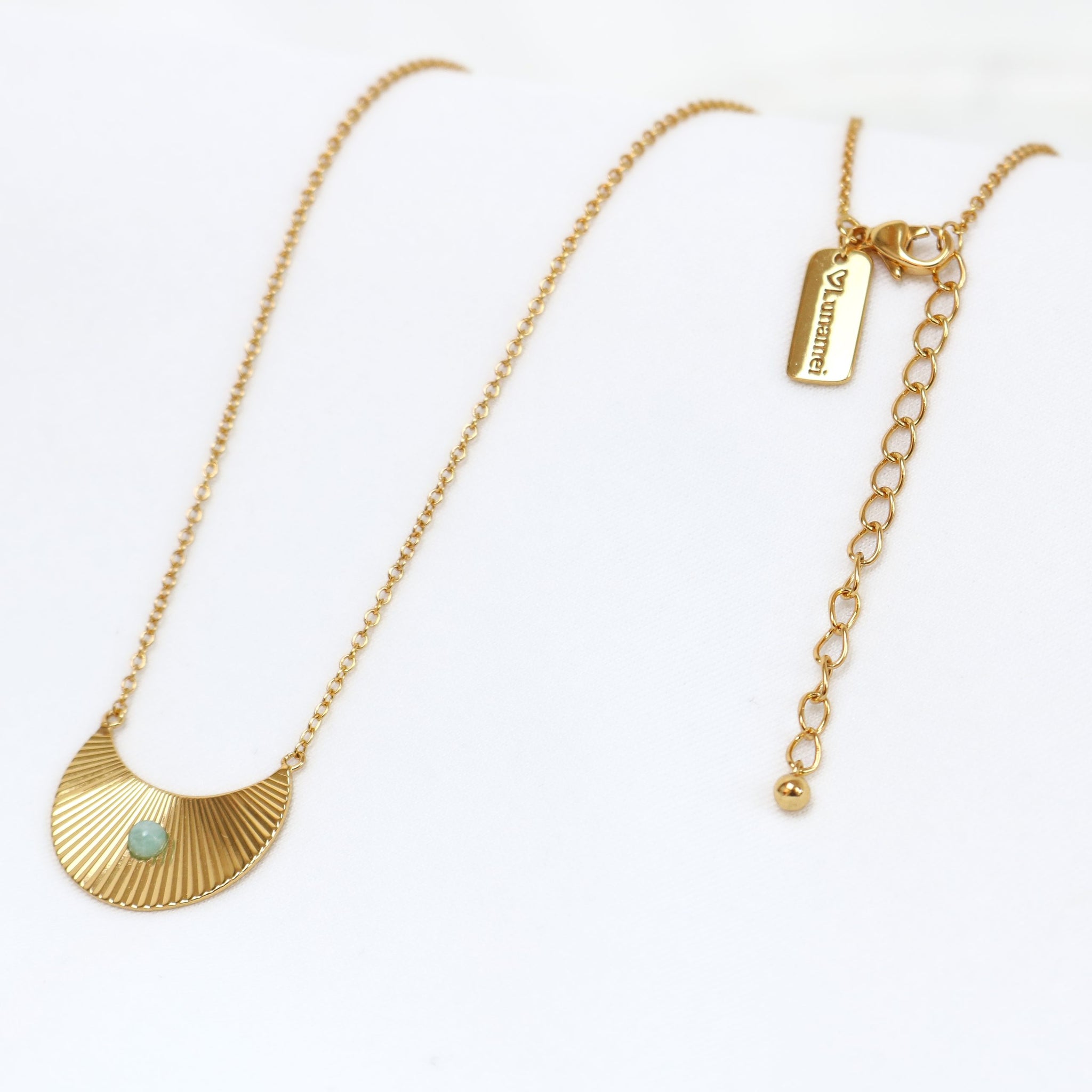Moon Beam Necklace - Gold with Green Amazonite