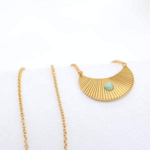 Moon Beam Necklace - Gold with Green Amazonite