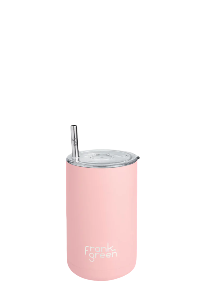 Iced Coffee Cup with Straw (425ml) - Blushed, by Frank Green

Say hello to the coolest cup in town! The double-wall vacuum insulation prevents condensation and keeps ice whole for up to 12 hours. Plus, it even moonlights as a cocktail glass! Comes with 1 x splash-proof lid, 1 x reusable straw and a silicone ring that turns this cup into a can cooler.&nbsp;