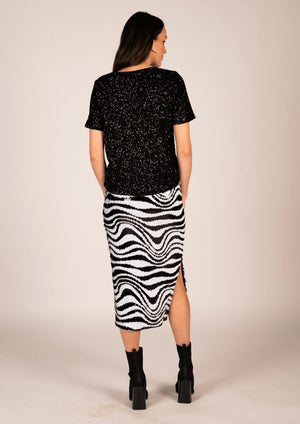 Sara Sequin Pencil Skirt - Zebra