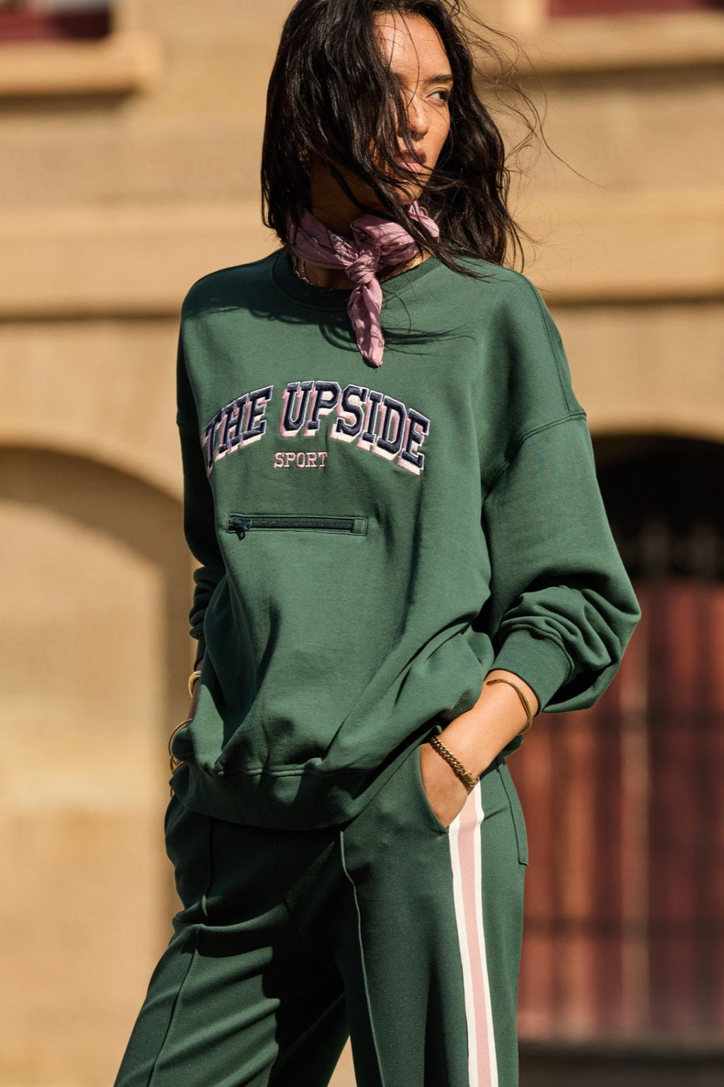 Alumni Coolum Crew - Agave, by The Upside

A relaxed crew with a subtle nod to vintage collegiate wear.

Crew shape in organic cotton loopback in dark Agave green
Ribbed neckline, cuffs and hem
Small split at side seams of hem
Front zipper pocket
Discreet side seam pockets
Embroidered The Upside Sport logo at front chest
Please refer to studio images for accurate colour of garment