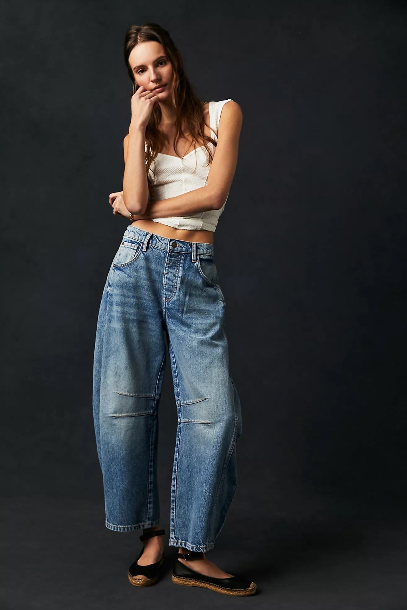We The Free Good Luck Mid Rise Barrel Jean - Ultra Light Beam