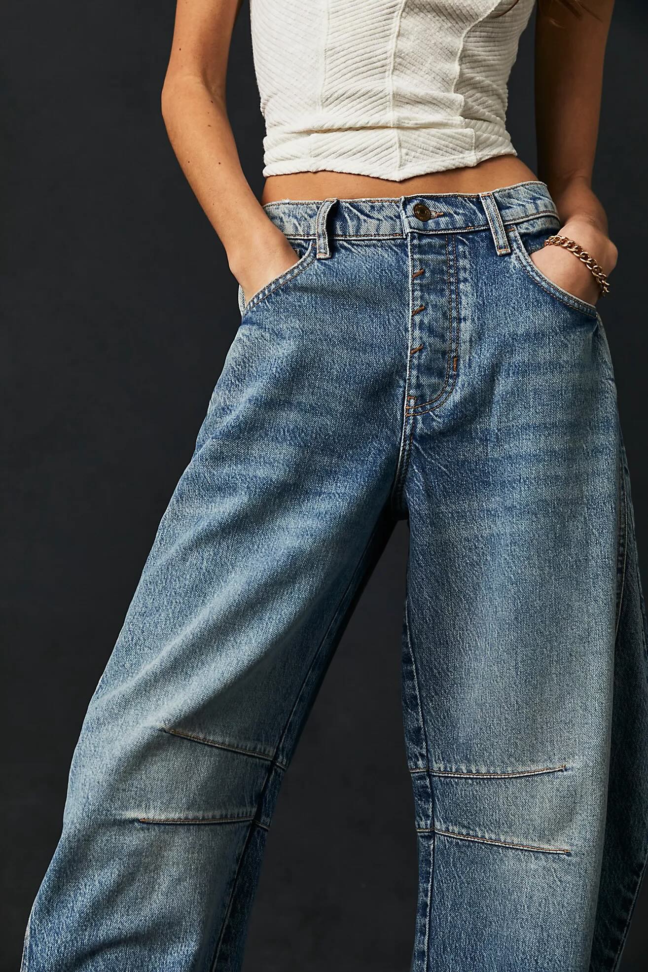 We The Free Good Luck Mid Rise Barrel Jean - Ultra Light Beam