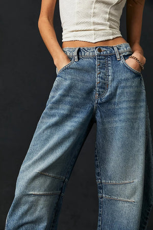 We The Free Good Luck Mid Rise Barrel Jean - Ultra Light Beam