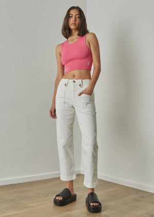 Stella High Waisted Stretch Trouser - Ivory