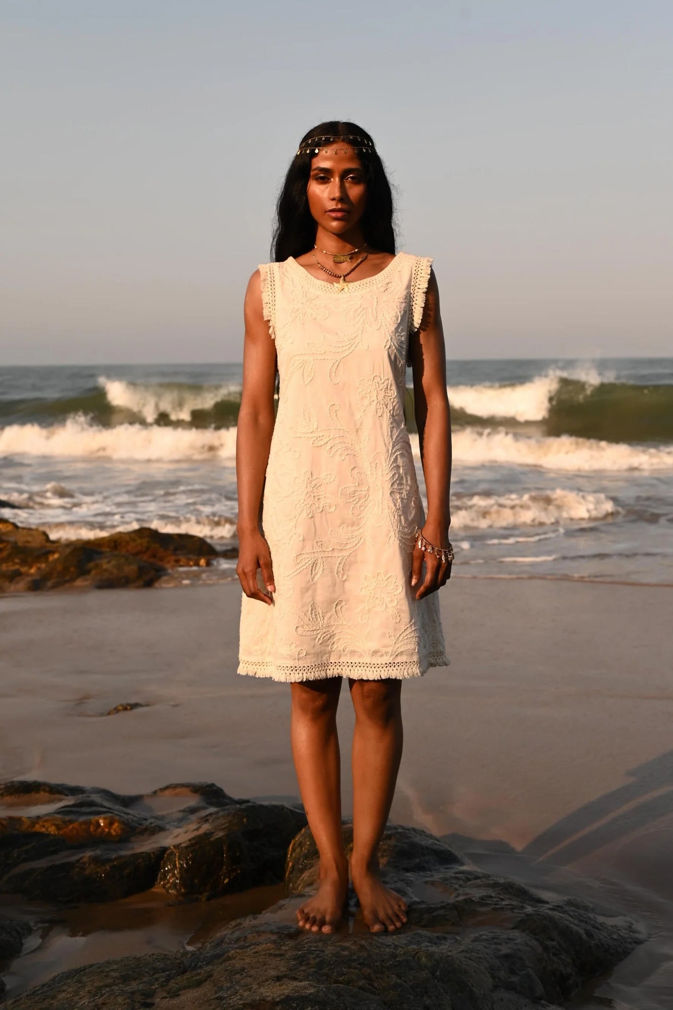 Chantilly Dress - Natural Embroidery