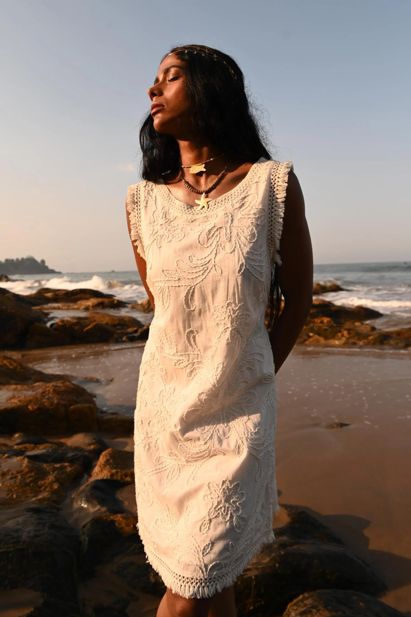Chantilly Dress - Natural Embroidery