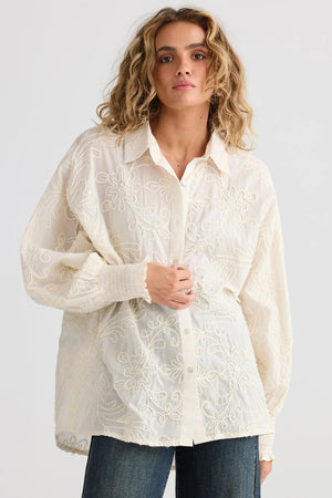 Chantilly Shirt - Natural Embroidery