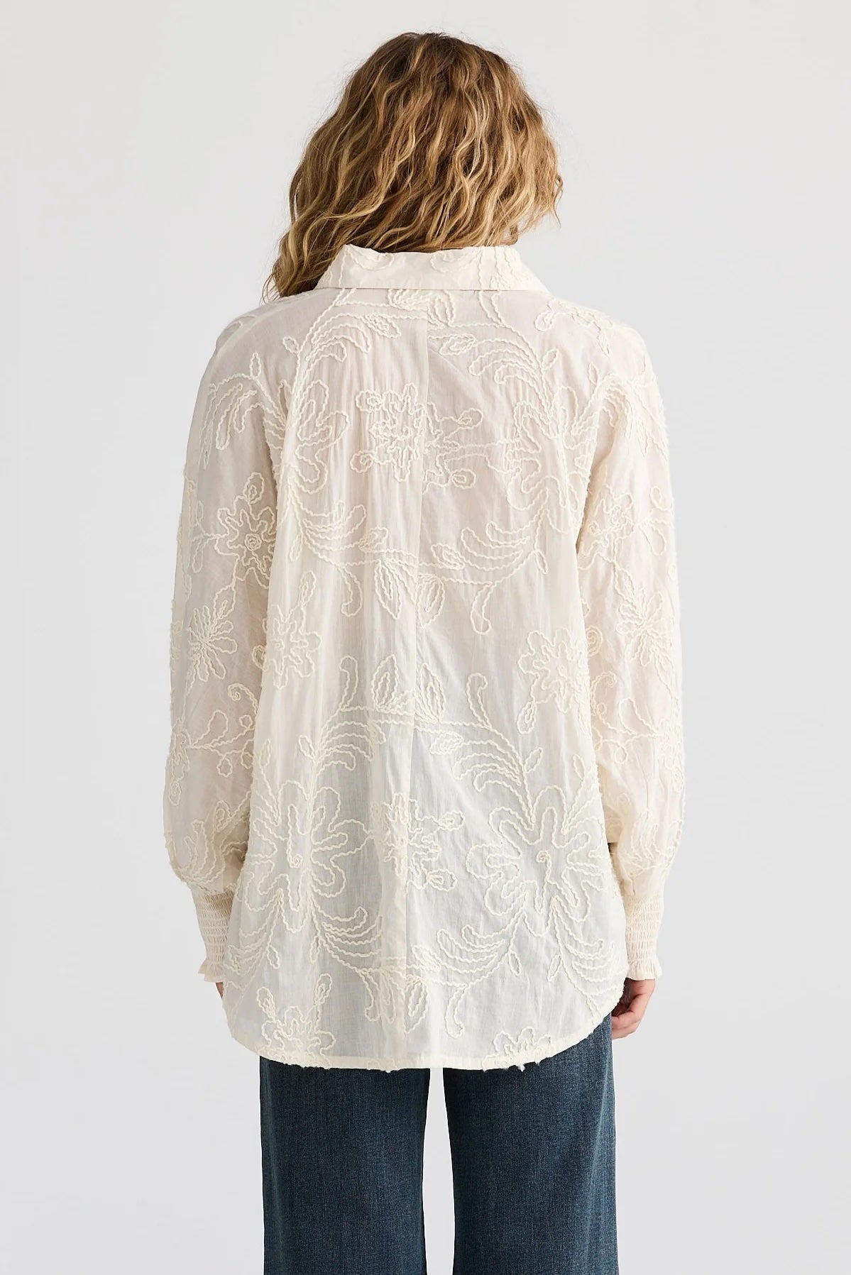 Chantilly Shirt - Natural Embroidery