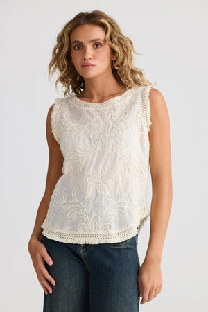 Chantilly Top - Natural Embroidery