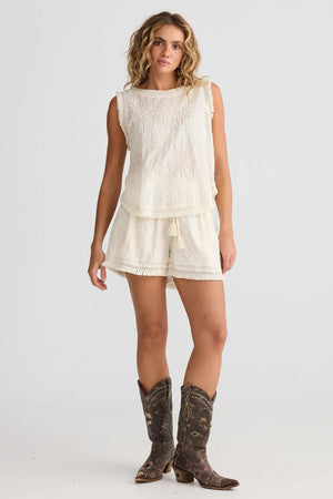 Chantilly Top - Natural Embroidery