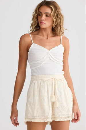 Chantilly Short - Natural Embroidery