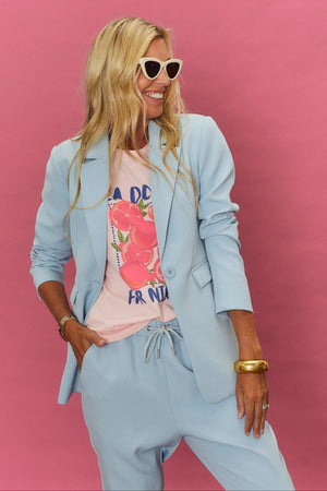 Jules Longline Blazer - Dusty Blue