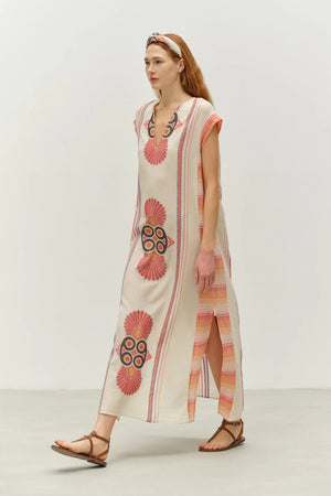 Stella Long Dress - Red/Orange