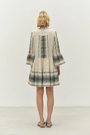 Paradise Short Dress - Blue/Camel