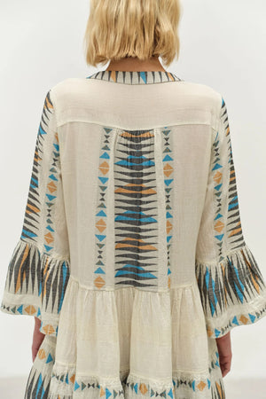 Paradise Short Dress - Blue/Camel
