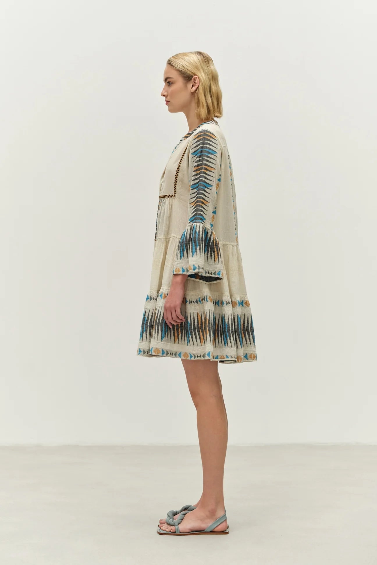 Paradise Short Dress - Blue/Camel