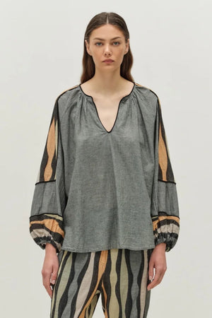 Serene Blouse - Khaki/Tabac
