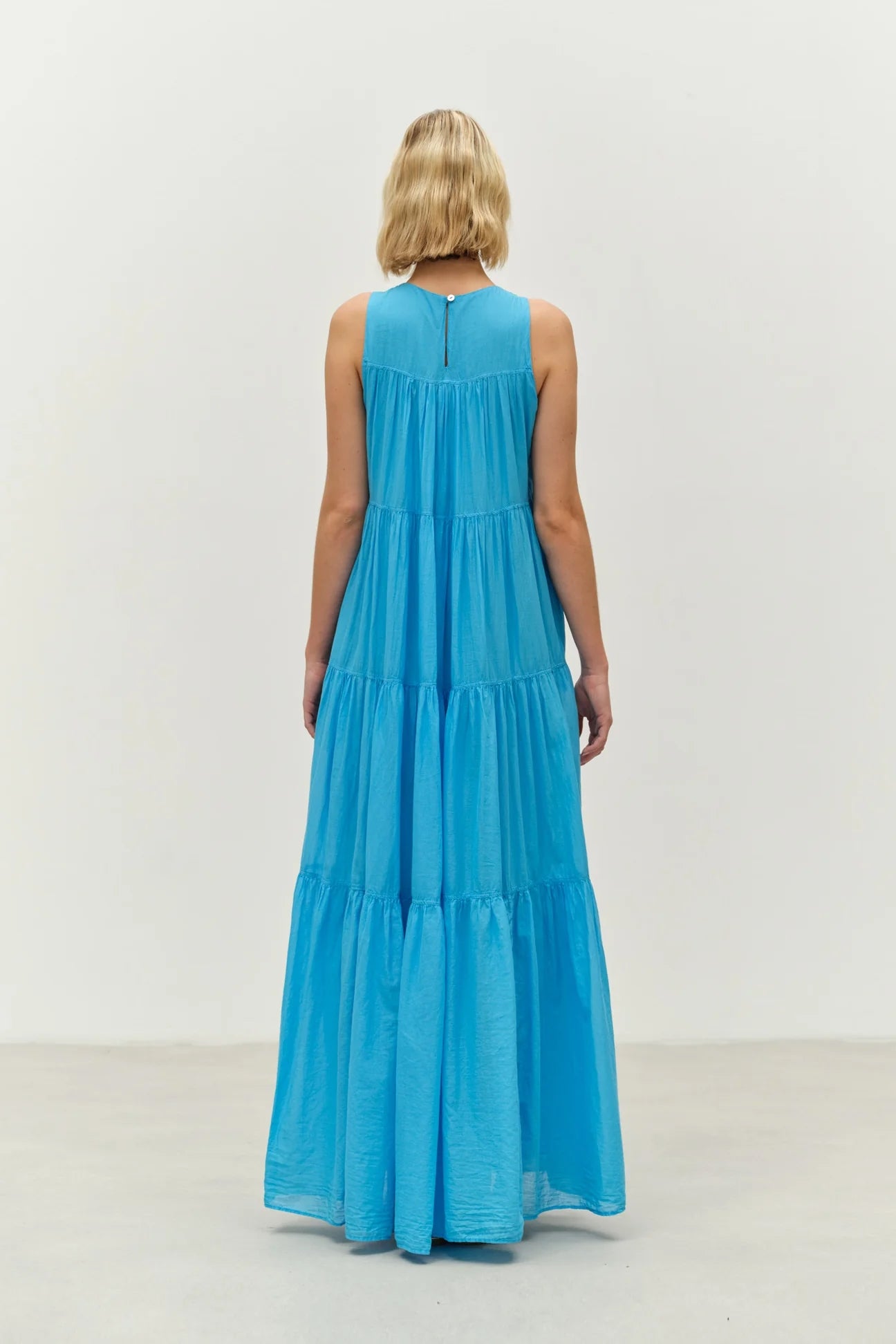 Lack Long Dress - Cyan