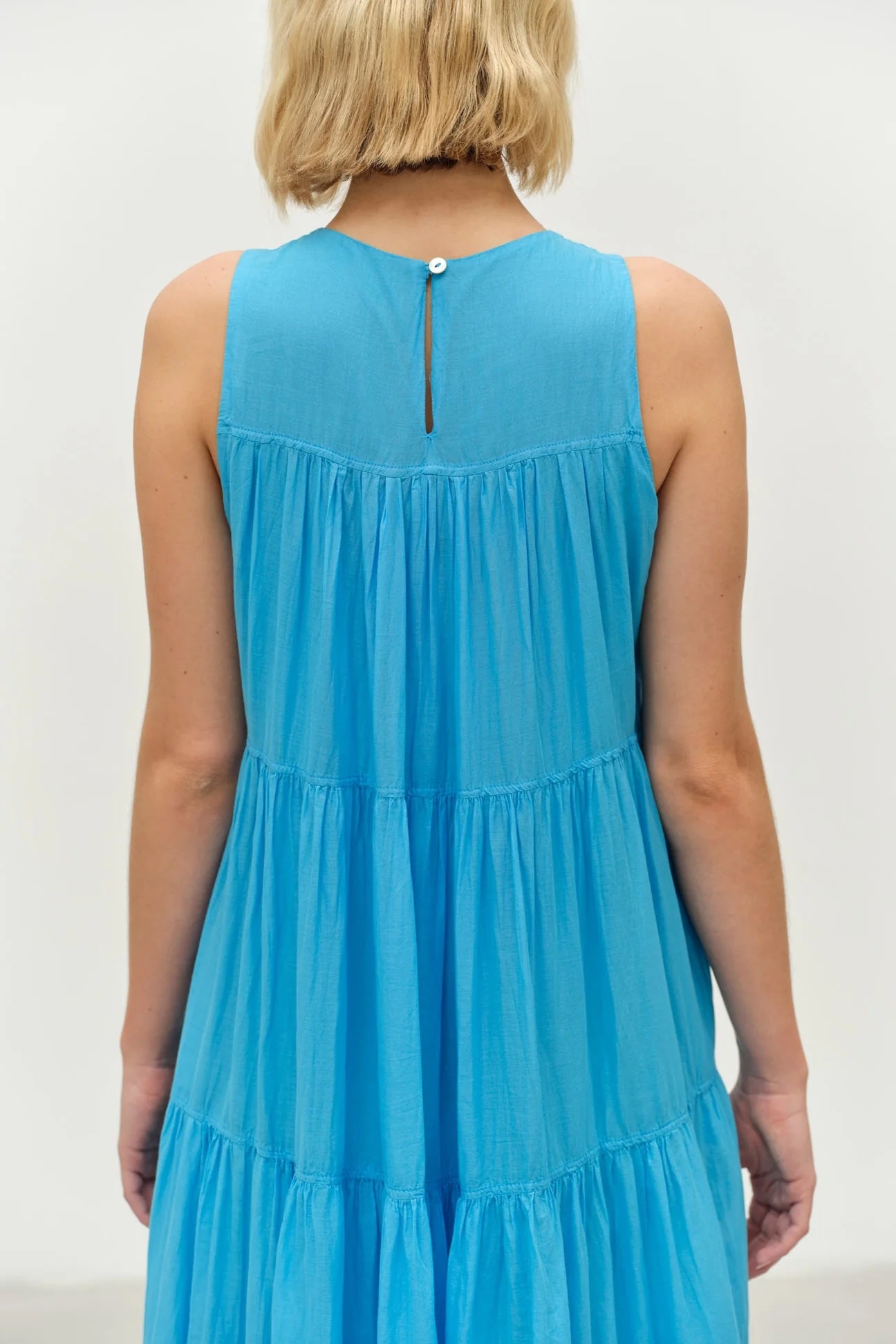 Lack Long Dress - Cyan