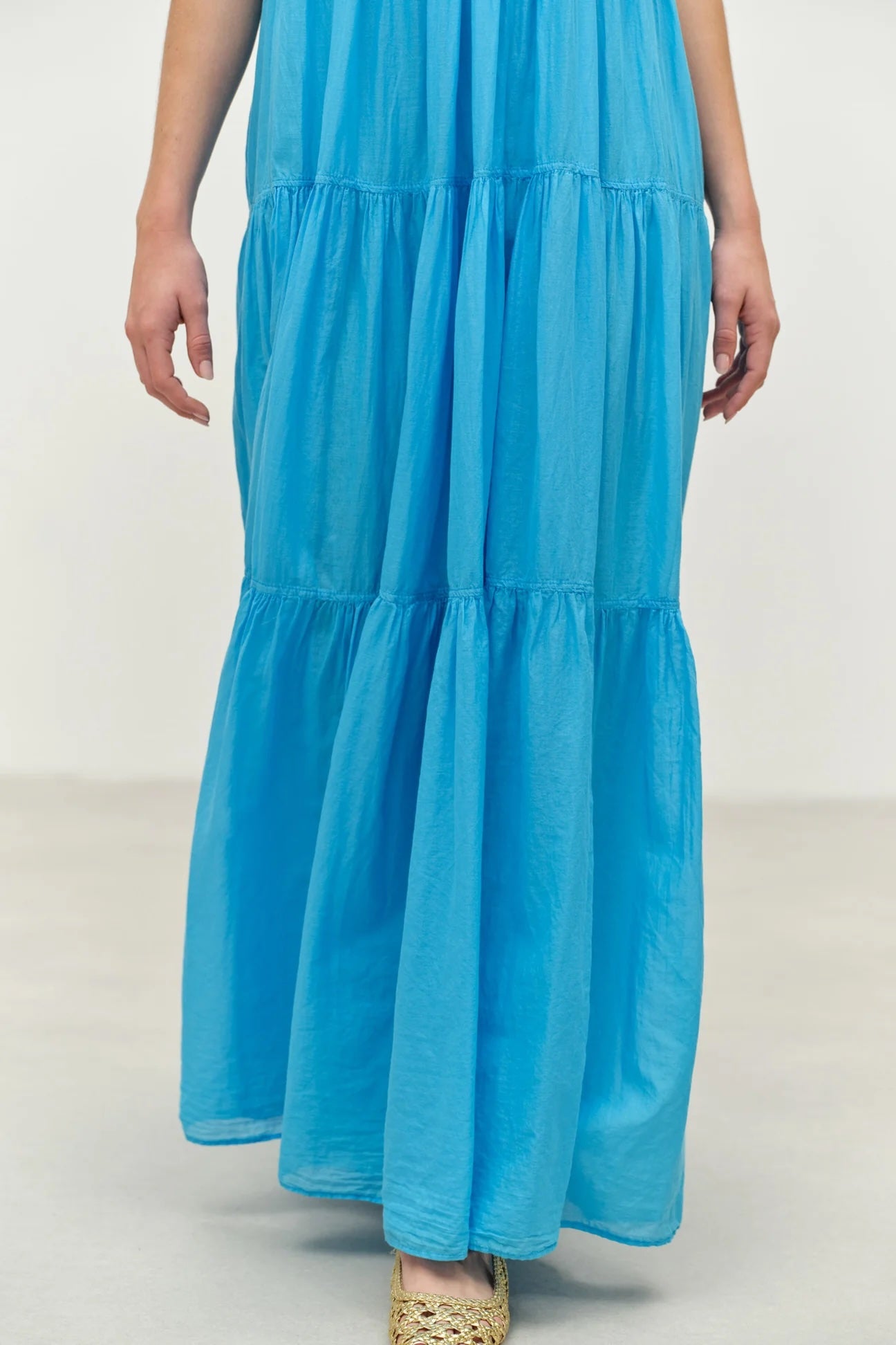 Lack Long Dress - Cyan