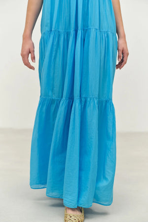 Lack Long Dress - Cyan
