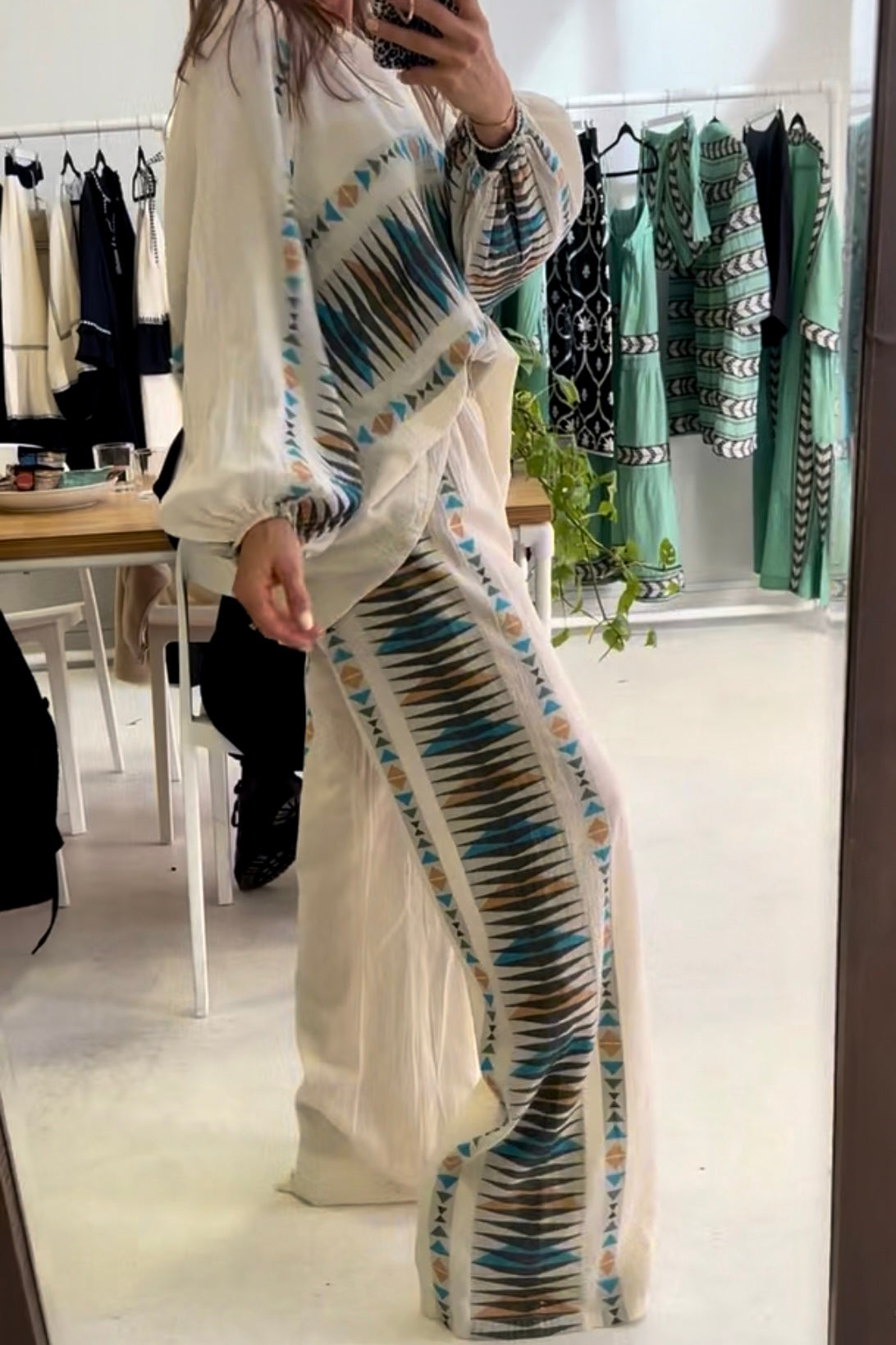 Eris Blouse - Blue/Camel