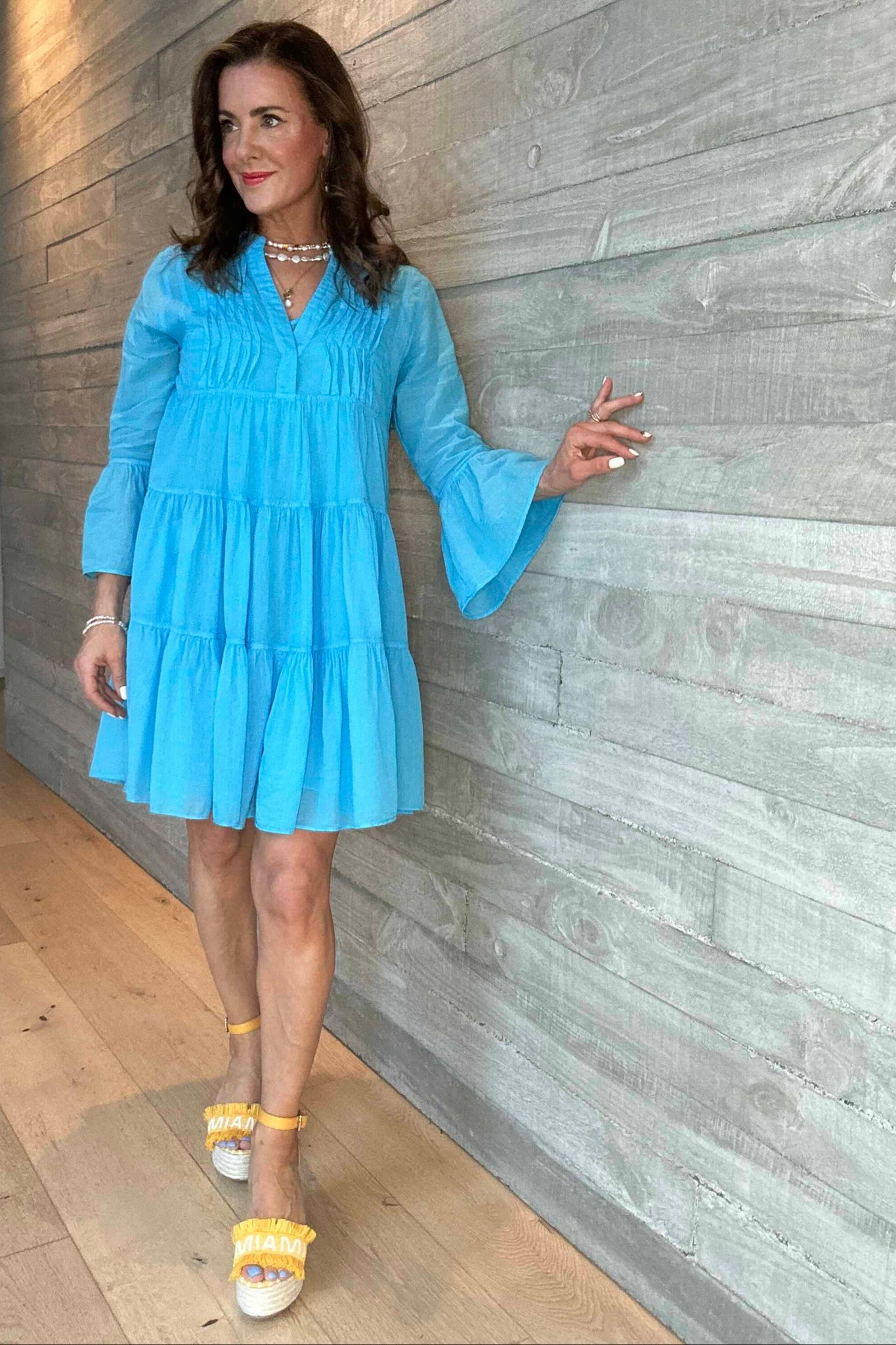 Neon Short Dress - Cyan